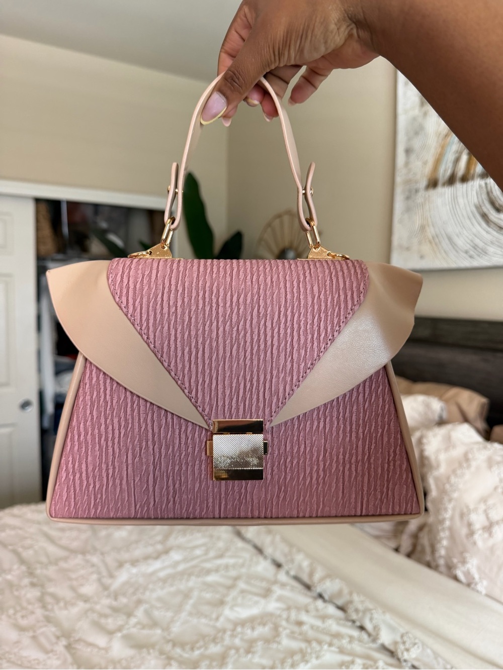 Elegant Pink Top-Handle Women's Handbag